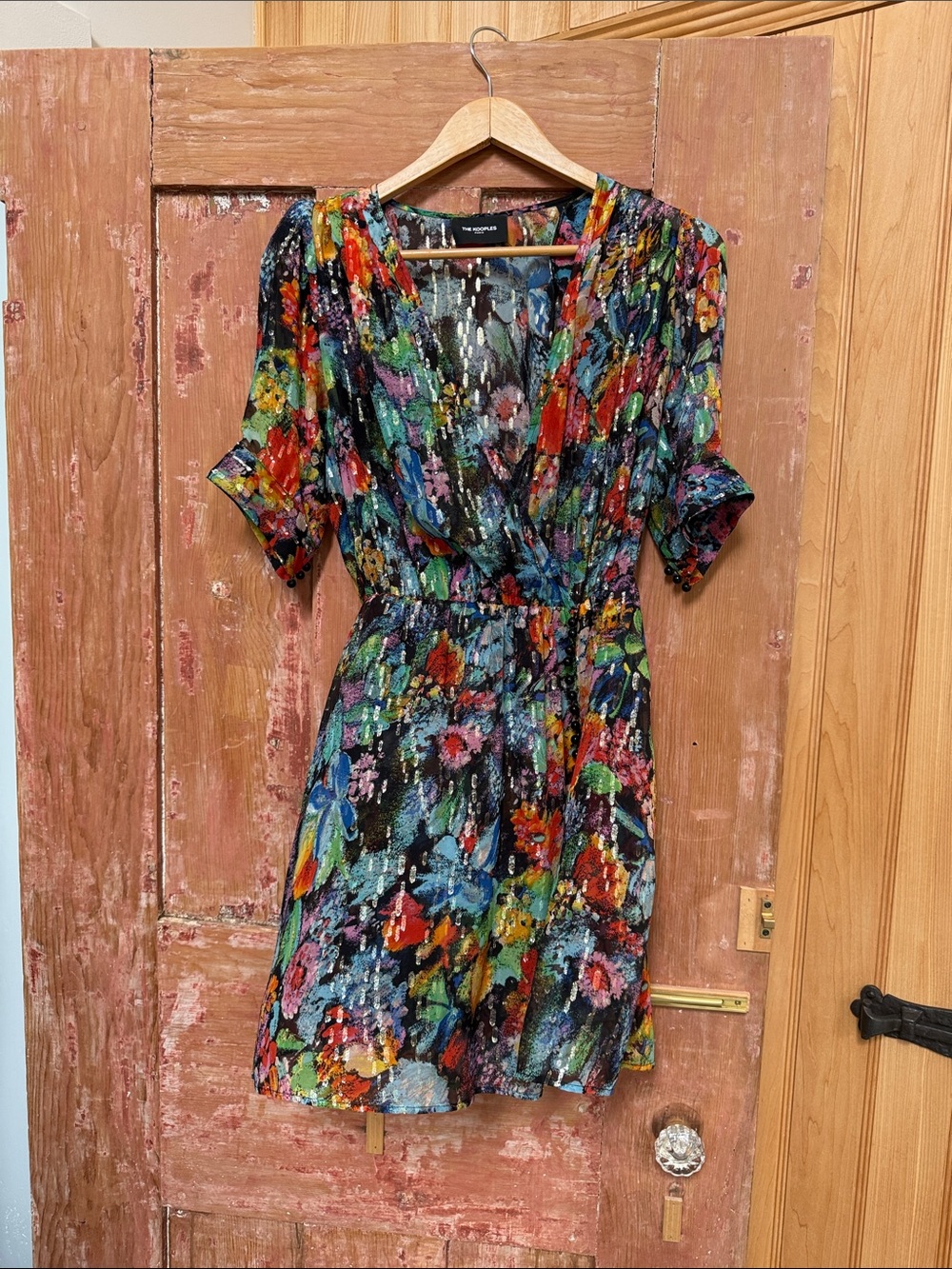 Women's Black Multi Floral V-Neck Dress